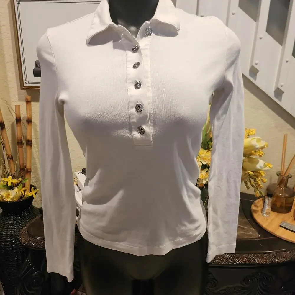 Tory Burch long-sleeve knit polo top size XS